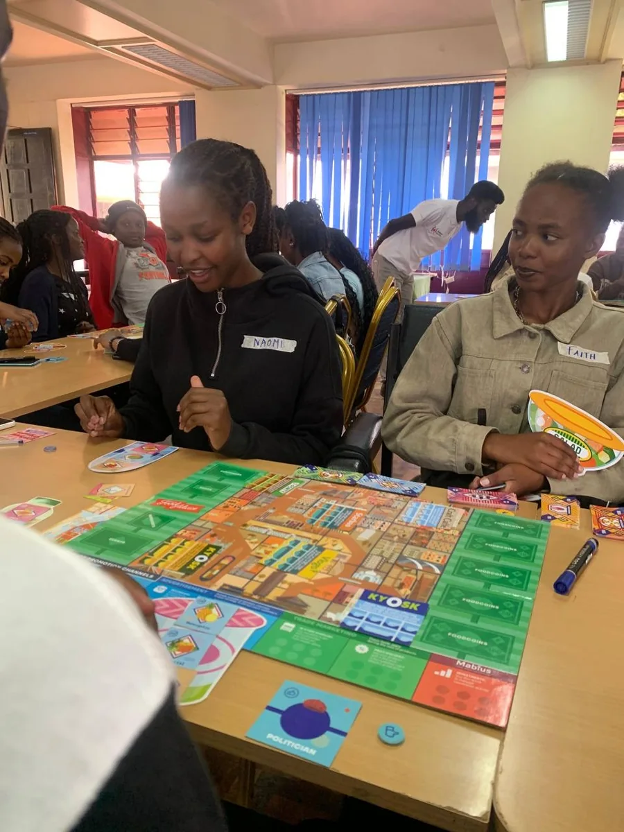 Participants collaborating on a tabletop activity